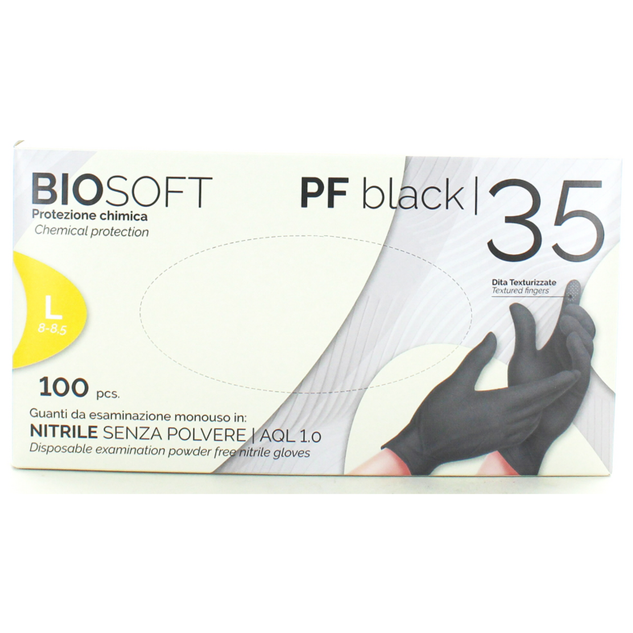 Biosoft guanti monouso nero in nitrile taglia l 100 pz