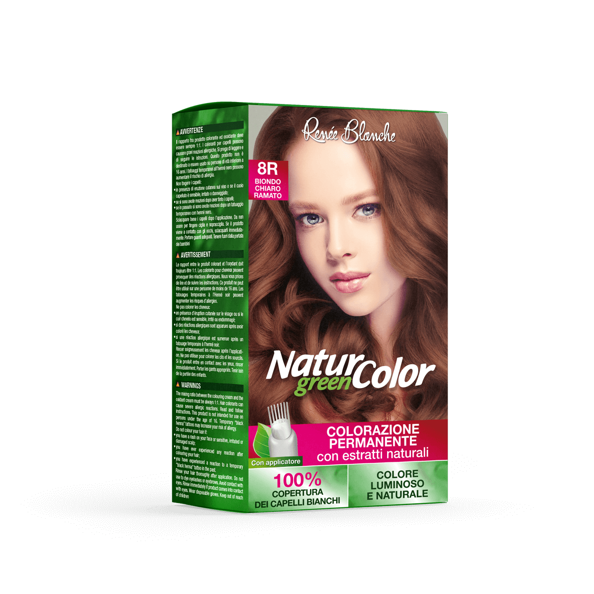 Natur Color green colore permanente 8R (biondo chiaro ramato)