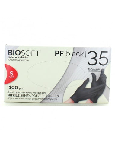 Biosoft guanti monouso nero in nitrile taglia m 100 pz